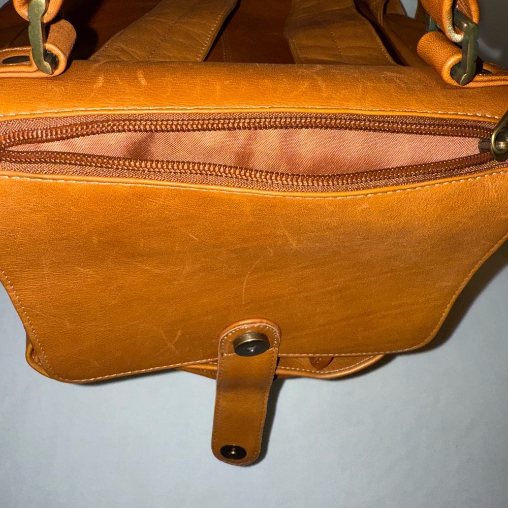 QVC Tan Leather Backpack - Picture 9 of 10